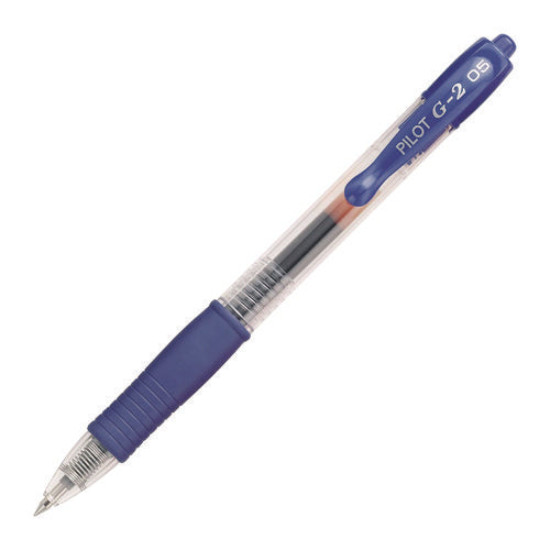 Image of Pilot® G2 Premium Gel Pen, Retractable, Extra-Fine 0.5 mm, Blue Ink, Smoke/Blue Barrel, 5/Pack