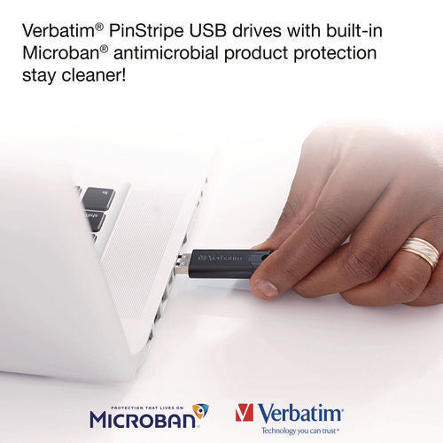 Image of Verbatim® PinStripe USB 3.2 Flash Drive, 16 GB, Black