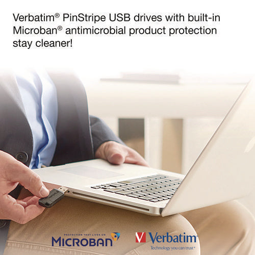 Image of Verbatim® PinStripe USB 2.0 Flash Drive, 16 GB, Blue/Green, 2/Pack
