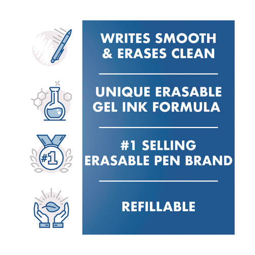 Image of Pilot® FriXion Ball Clicker Erasable Gel Pen, Retractable, Fine 0.7 mm, Black Ink, Black Barrel, 2/Pack