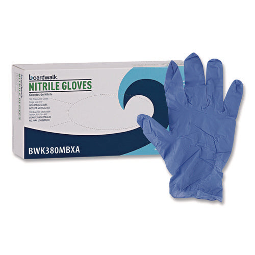 Image of Boardwalk® Disposable General-Purpose Nitrile Gloves, Medium, Blue, 4 mil, 100/Box