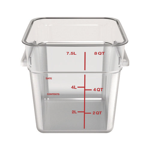 Image of Carlisle Squares Polycarbonate Food Storage Container, 8 qt, 8.75 x 8.75 x 9, Clear, Plastic