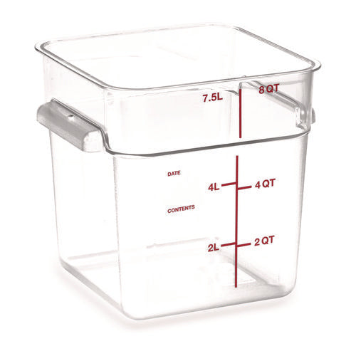 Image of Carlisle Squares Polycarbonate Food Storage Container, 8 qt, 8.75 x 8.75 x 9, Clear, Plastic