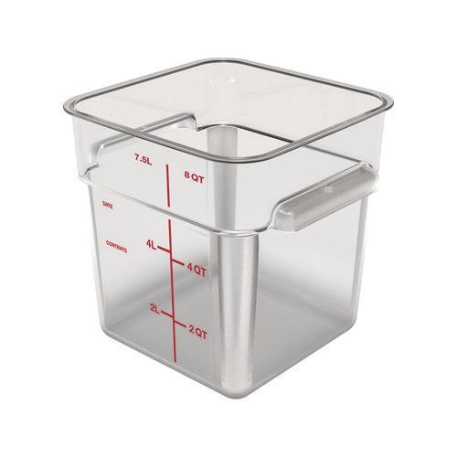 Image of Carlisle Squares Polycarbonate Food Storage Container, 8 qt, 8.75 x 8.75 x 9, Clear, Plastic