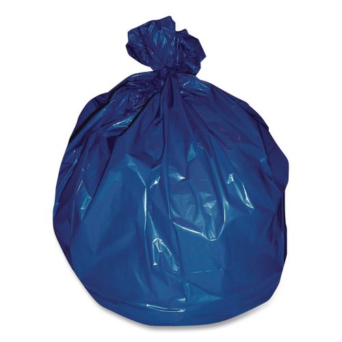 Image of Heritage Linear Low-Density Can Liners for Recyclable Waste, 45 gal, 1.3 mil, 40" x 46", Blue, Flat Pack, 100/Carton