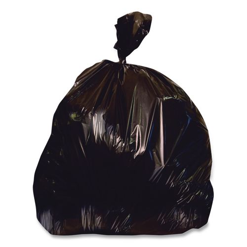 Image of Heritage Linear Low-Density Can Liners, 55 gal, 2 mil, 36" x 58", Black, Flat Pack, 100/Carton