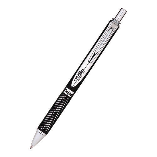 Image of Pentel® EnerGel Alloy RT Gel Pen, Retractable, Medium 0.7 mm, Black Ink, Black/Aluminum Barrel