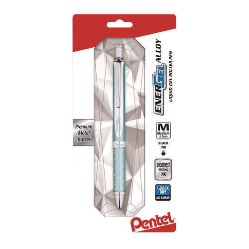 Image of Pentel® EnerGel Alloy RT Gel Pen, Retractable, Medium 0.7 mm, Black Ink, Blue/Aluminum Barrel