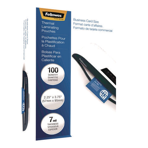 Image of Fellowes® Laminating Pouches, 7 mil, 3.75" x 2.25", Clear Gloss, 100/Pack
