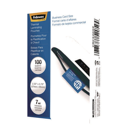 Image of Fellowes® Laminating Pouches, 7 mil, 3.75" x 2.25", Clear Gloss, 100/Pack