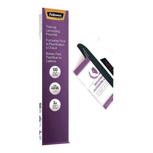Image of Fellowes® Laminating Pouches, 3 mil, 9" x 14.5", Clear Gloss, 100/Pack