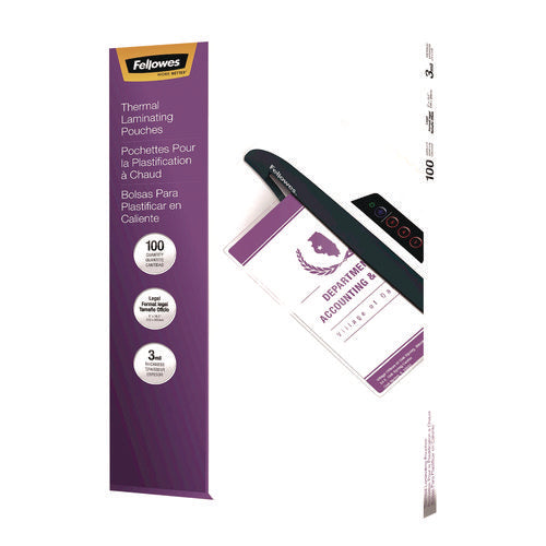 Image of Fellowes® Laminating Pouches, 3 mil, 9" x 14.5", Clear Gloss, 100/Pack