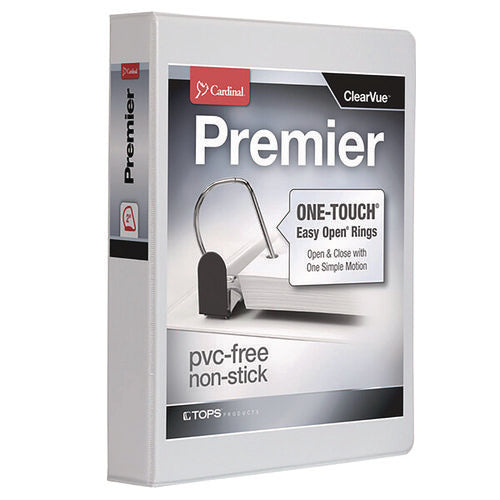 Image of Cardinal® Premier Easy Open Clearvue Locking Slant-D Ring Binder, 3 Rings, 2" Capacity, 11 X 8.5, White