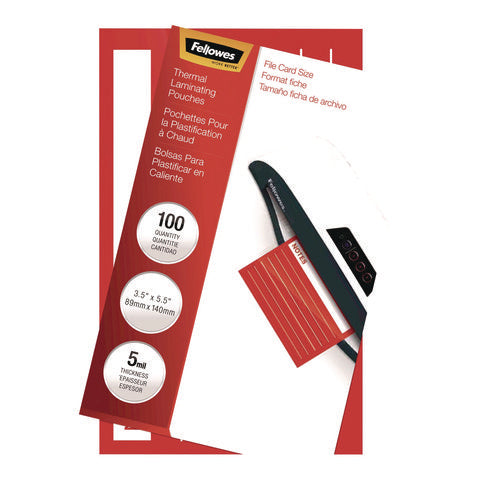 Image of Fellowes® Laminating Pouches, 5 mil, 5.5" x 3.5", Gloss Clear, 100/Pack