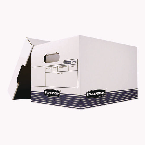 Image of Bankers Box® R-KIVE Heavy-Duty Storage Boxes, Letter/Legal Files, 10 x 15 x 12, White/Blue, 20/Bundle