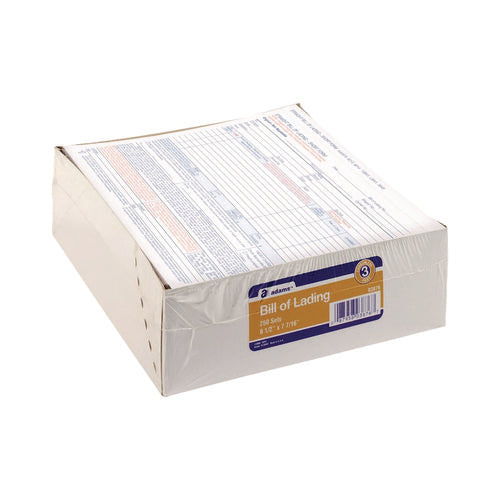 Image of Adams® Bill of Lading - Short Form for Up to Ten Articles, Three-Part Carbonless, 8.5 x 6.94, 250 Forms Total