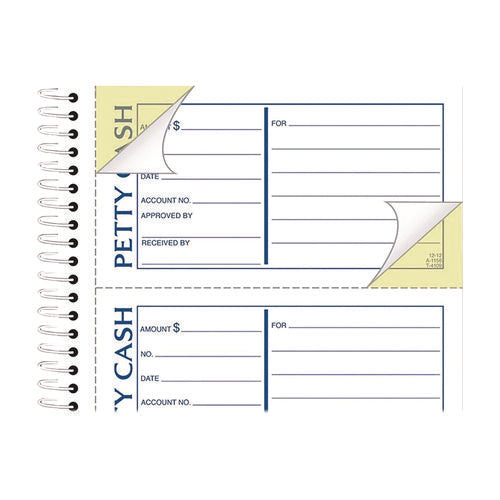 Image of Adams® Petty Cash Receipt Book, Two-Part Carbonless, 5 x 2.75, 4 Forms/Sheet, 200 Forms Total