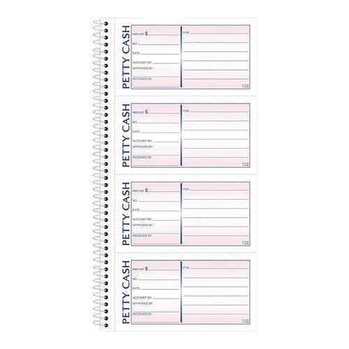 Image of Adams® Petty Cash Receipt Book, Two-Part Carbonless, 5 x 2.75, 4 Forms/Sheet, 200 Forms Total