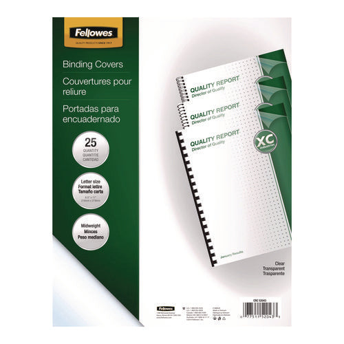 Image of Fellowes® Crystals Transparent Presentation Covers for Binding Systems, Unpunched, Clear, with Square Corners, 11 x 8.5, 25/Pack
