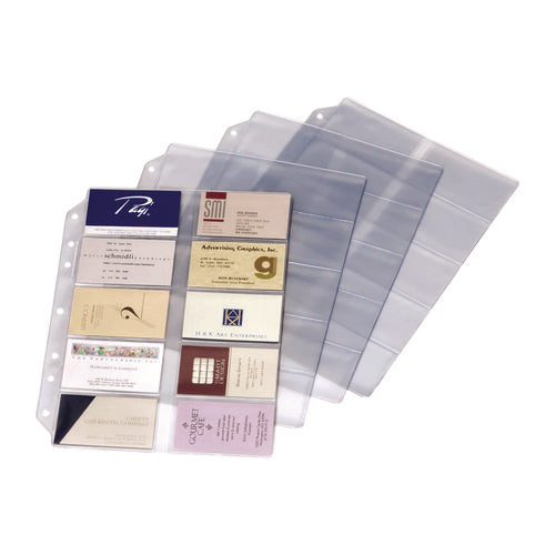 Image of Cardinal® Poly Business Card Refill Pages, Clear, 20 Cards/Sheet, 10 Sheets/Pack