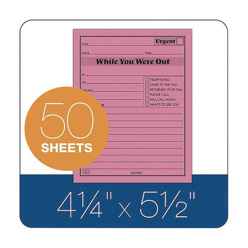 Image of Adams® While You Were Out Memo Pad, One-Part (No Copies), 4.25 x 5.5, 50 Forms/Pad, 6 Pads/Pack