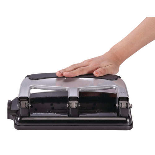 Image of Bostitch® 40-Sheet Ez Squeeze Three-Hole Punch, 9/32" Hole, Silver/Black