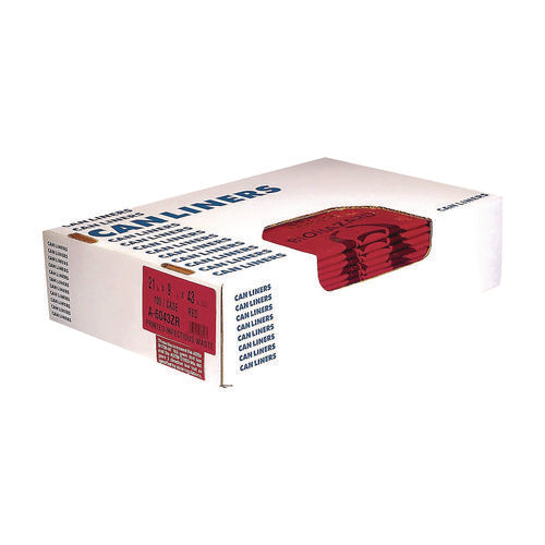 Image of Heritage Healthcare Biohazard Printed Low-Density Can Liners, Infectious Waste, 44 gal, 3.2 mil, 37" x 50", Red, Flat Pack, 75/Carton