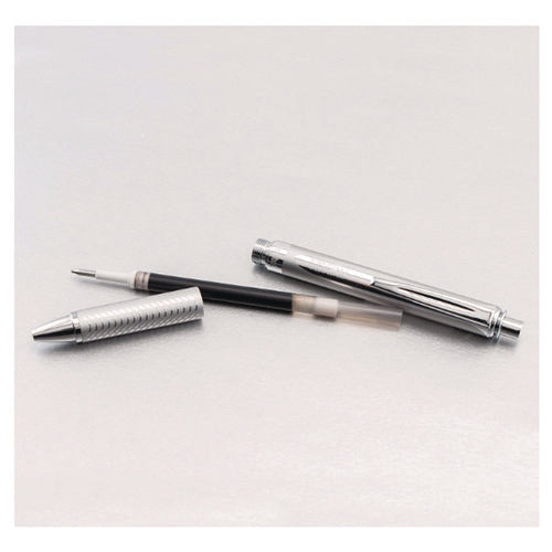 Image of Pentel® EnerGel Alloy RT Gel Pen, Retractable, Medium 0.7 mm, Black Ink, Polished Aluminum Barrel