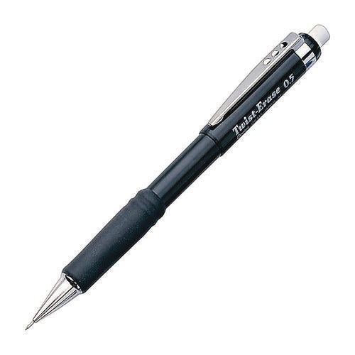 Image of Pentel® Twist-Erase III Mechanical Pencil, 0.5 mm, HB (#2), Black Lead, Black/Blue Barrel, 2/Pack