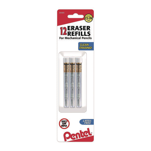 Image of Pentel® Eraser Refills for Sharp Kerry/EnerGize-X/Wow Pencil/Gizmo/Cushi/Hot Shots/Technica-X, White, 4/Tube, 3 Tubes/Pack