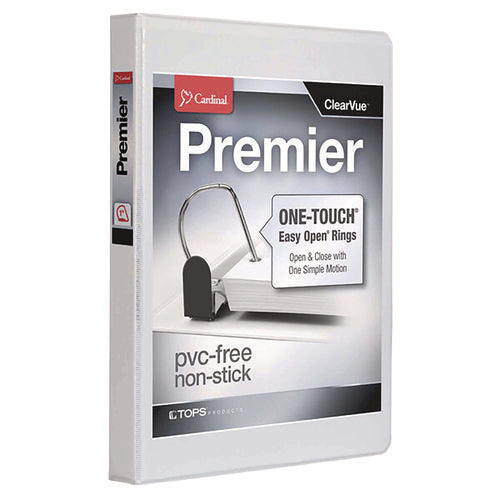 Image of Cardinal® Premier Easy Open Clearvue Locking Slant-D Ring Binder, 3 Rings, 1" Capacity, 11 X 8.5, White