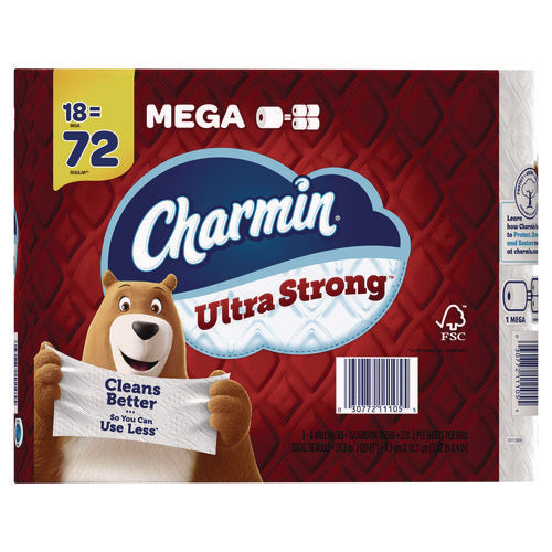 Image of Charmin® Ultra Strong Bathroom Tissue, Septic Safe, 2-Ply, White, 220 Sheet/Roll, 18/Pack