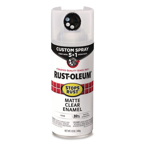 Image of Rust-Oleum® Stops Rust 5-in-1 Spray Paint, Matte Clear, 12 oz Aerosol Can, 6/Carton