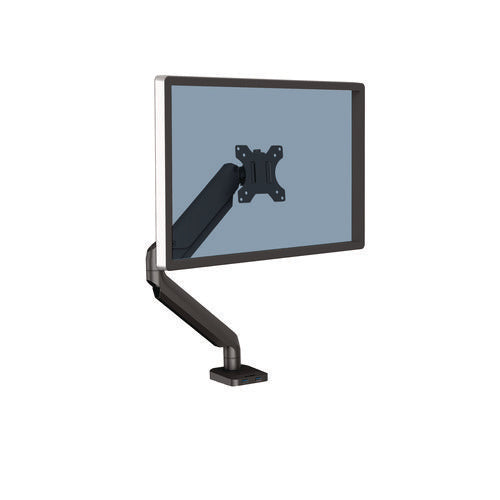 Image of Fellowes® Platinum Series Single Monitor Arm, For 30" Monitors, 360 Deg Rotation, 180 Deg Tilt, 360 Deg Pan, Black, Supports 20 Lb