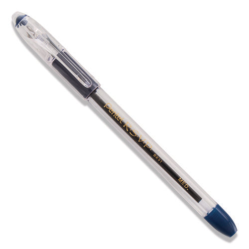 Image of Pentel® R.s.v.p. Ballpoint Pen, Stick, Medium 1 Mm, Blue Ink, Clear/blue Barrel, Dozen