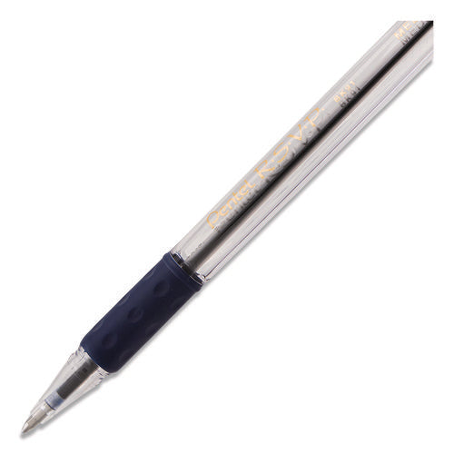 Image of Pentel® R.s.v.p. Ballpoint Pen, Stick, Medium 1 Mm, Blue Ink, Clear/blue Barrel, Dozen