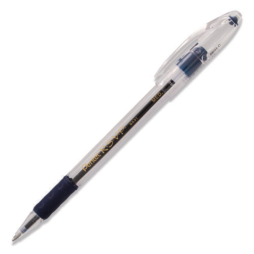 Image of Pentel® R.s.v.p. Ballpoint Pen, Stick, Medium 1 Mm, Blue Ink, Clear/blue Barrel, Dozen
