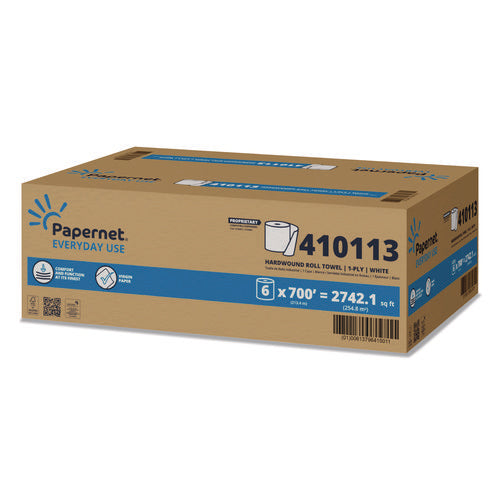 Image of Papernet® HyTech Seas Hardwound Roll Towels, 1-Ply, 7.9" x 700 ft, White, 6/Carton