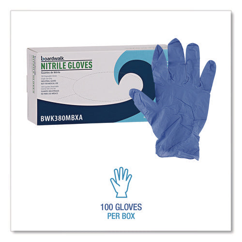 Image of Boardwalk® Disposable General-Purpose Nitrile Gloves, Medium, Blue, 4 mil, 1,000/Carton
