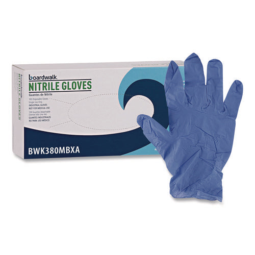 Image of Boardwalk® Disposable General-Purpose Nitrile Gloves, Medium, Blue, 4 mil, 1,000/Carton