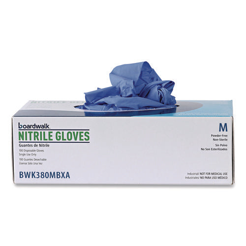Image of Boardwalk® Disposable General-Purpose Nitrile Gloves, Medium, Blue, 4 mil, 100/Box