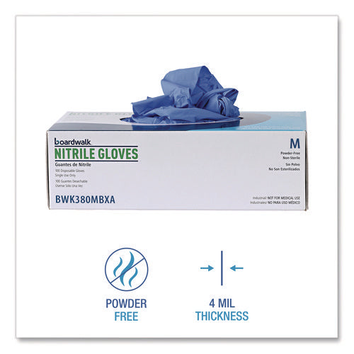 Image of Boardwalk® Disposable General-Purpose Nitrile Gloves, Medium, Blue, 4 mil, 100/Box