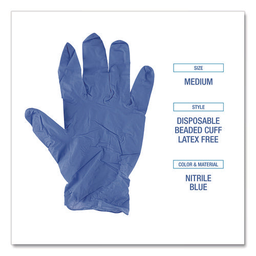 Image of Boardwalk® Disposable General-Purpose Nitrile Gloves, Medium, Blue, 4 mil, 100/Box