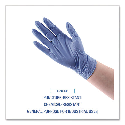 Image of Boardwalk® Disposable General-Purpose Nitrile Gloves, Medium, Blue, 4 mil, 100/Box