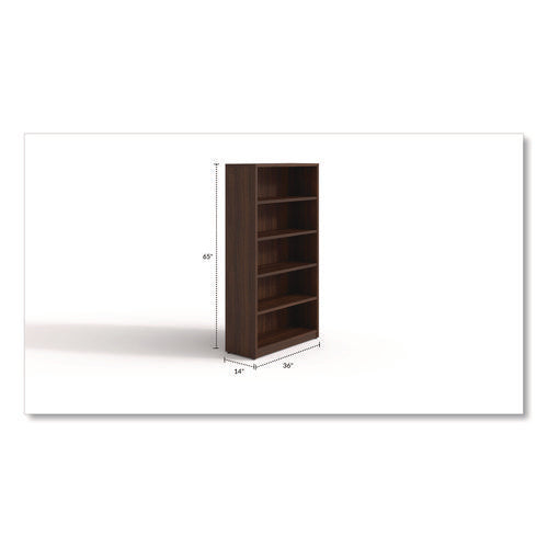 Image of Alera® Alera Seville Bookcase, Five-Shelf, 36w x 14d x 65h, Mahogany