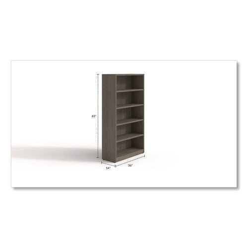 Image of Alera® Alera Seville Bookcase, Five-Shelf, 36w x 14d x 65h, Walnut