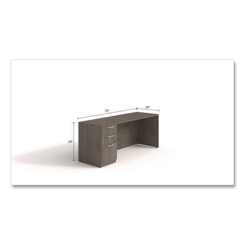 Image of Alera® Alera Seville Series Credenza with Pedestal, Left Pedestal, 72w x 24d x 29h, Walnut