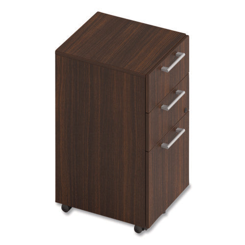 Image of Alera® Alera Seville Series Mobile Pedestal, Left/Right, 3-Drawer: Box/Box/File, Legal, Mahogany, 15" x 18" x 27"