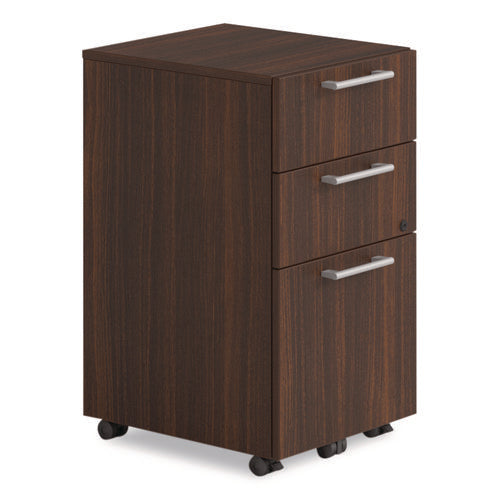 Image of Alera® Alera Seville Series Mobile Pedestal, Left/Right, 3-Drawer: Box/Box/File, Legal, Mahogany, 15" x 18" x 27"