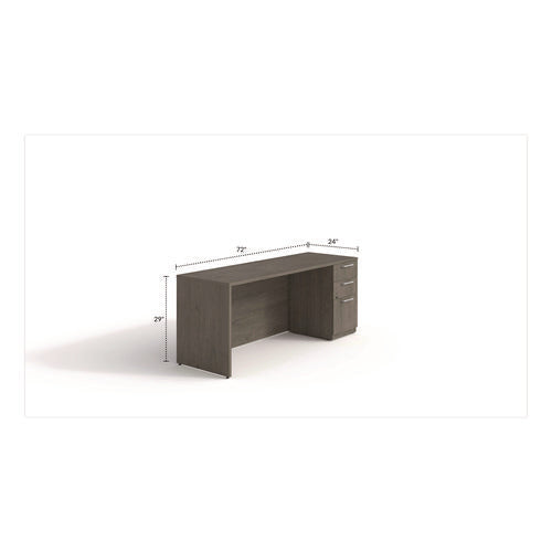 Image of Alera® Alera Seville Series Credenza with Pedestal, Right Pedestal, 72w x 24d x 29h, Walnut